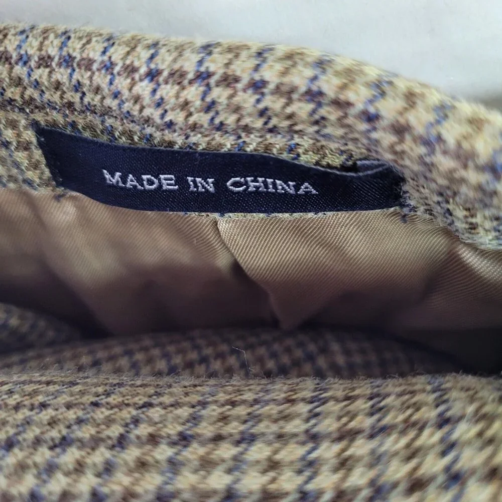 Ralph Lauren Blazer‎ Mens 46L Silk/Wool Houndstooth 2-Button Lined Sportcoat